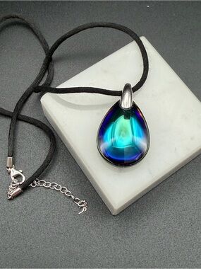 Baccarat Psychedelic Scarab Blue Crystal Pendant Necklace 925 #K80. Stunning!!